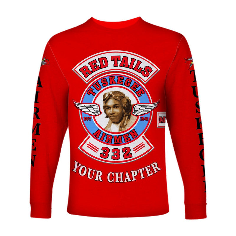 (Custom Personalised) Tuskegee Airmen Motorcycle Club Long Sleeve Shirt TAMC Red Tails Original Style - Red LT8 - Wonder Print Shop