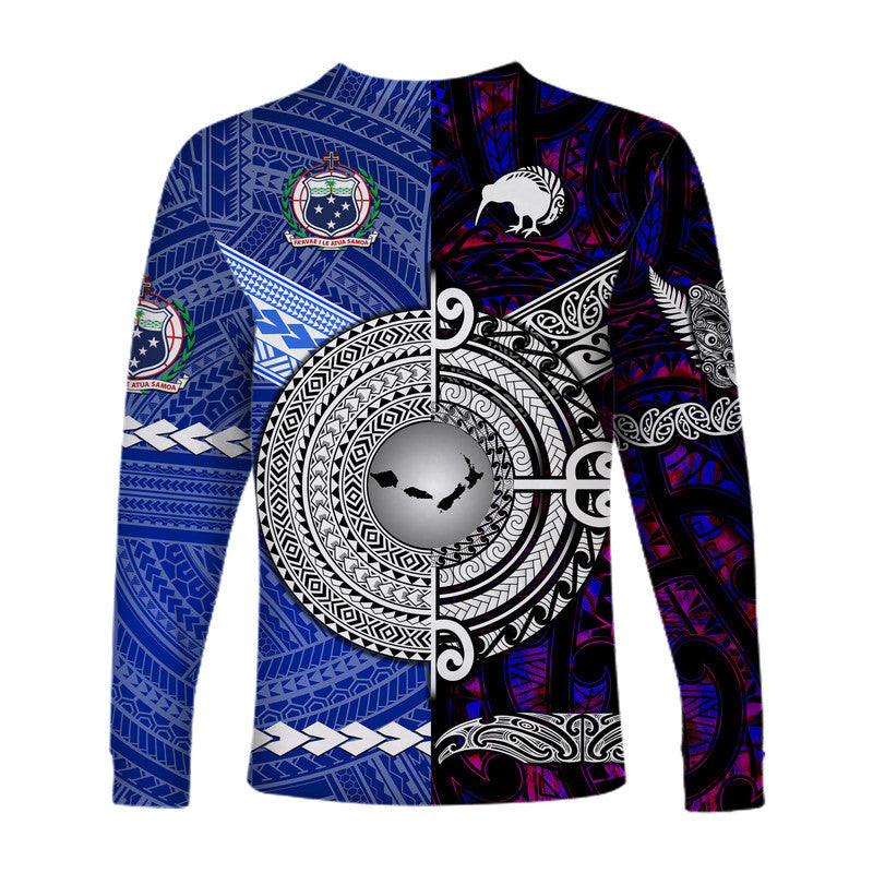 Samoa and New Zealand Long Sleeve Shirt Together Purple LT8 - Wonder Print Shop