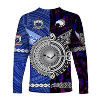 Samoa and New Zealand Long Sleeve Shirt Together Purple LT8 - Wonder Print Shop