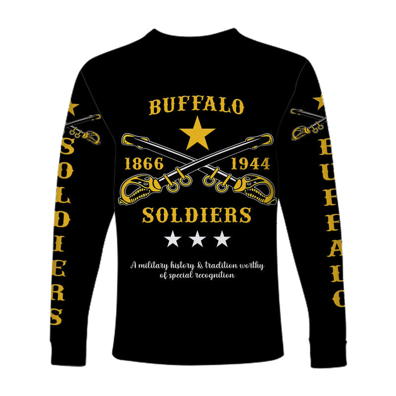 (Custom Personalised) Buffalo Soldiers Long Sleeve Shirt African American Military Simple Style - Black LT8 - Wonder Print Shop