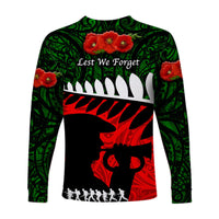 New Zealand Maori ANZAC Long Sleeve Shirt Remembrance Soldier Green LT8 - Wonder Print Shop