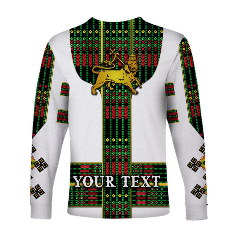 (Custom Personalised) Ethiopia Long Sleeve Shirt Ethiopian Lion Of Judah Tibeb Vibes - Flag Style LT8 - Wonder Print Shop