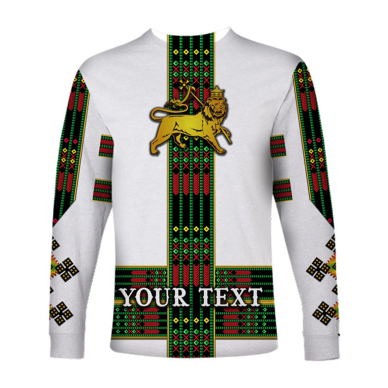 (Custom Personalised) Ethiopia Long Sleeve Shirt Ethiopian Lion Of Judah Tibeb Vibes NO.1 Ver - Flag Style LT8 - Wonder Print Shop