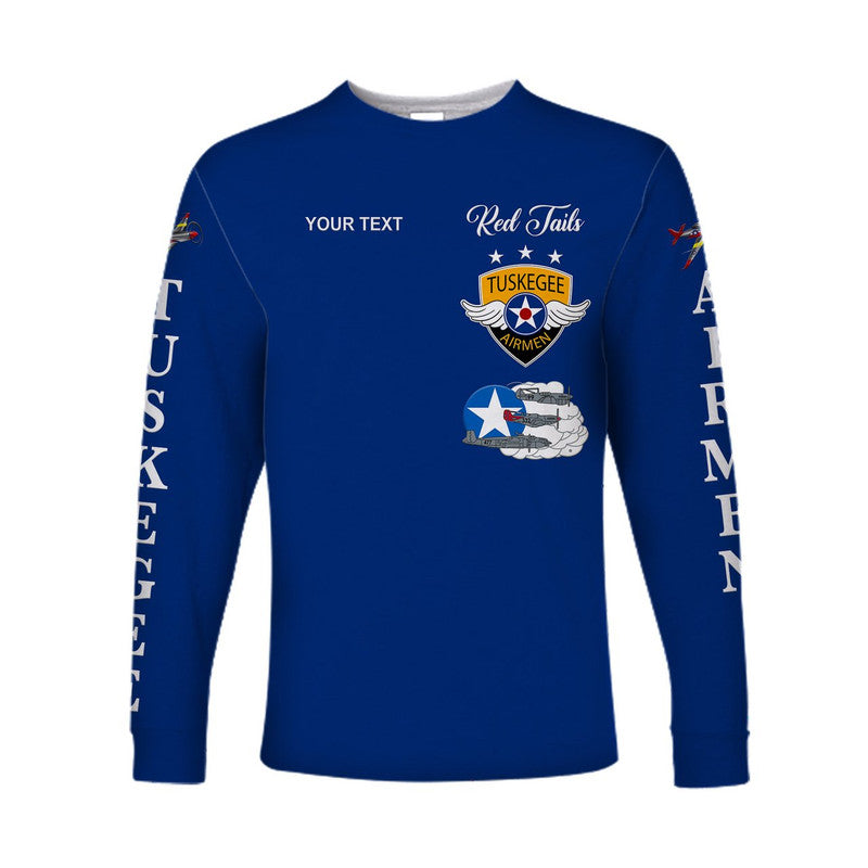 (Custom Personalised) Tuskegee Airmen Long Sleeve Shirt The Blue Tails Simplified Vibes - Blue LT8 - Wonder Print Shop