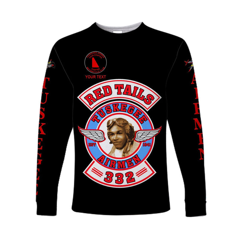 (Custom Personalised) Tuskegee Airmen Motorcycle Club Long Sleeve Shirt TAMC Red Tails Original Style - Black LT8 - Wonder Print Shop