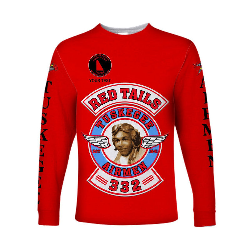 (Custom Personalised) Tuskegee Airmen Motorcycle Club Long Sleeve Shirt TAMC Red Tails Original Style - Red LT8 - Wonder Print Shop