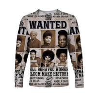 Civil Rights Female Leaders Long Sleeve Shirt Wanted Version LT8 - Wonder Print Shop