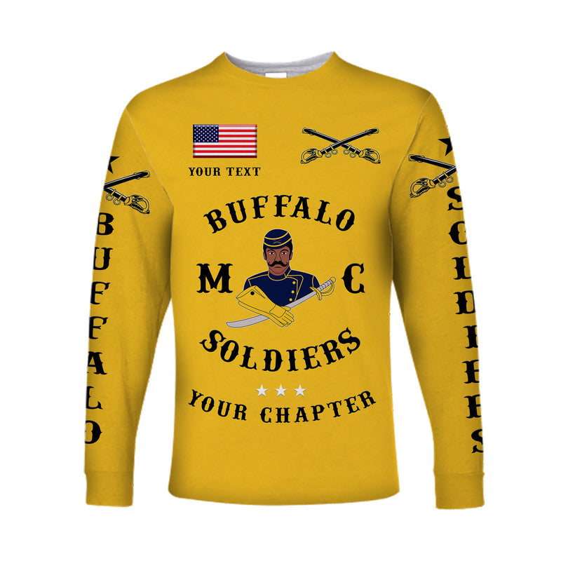 (Custom Personalised) Buffalo Soldiers Motorcycle Club BSMC Long Sleeve Shirt Simple Style - Gold LT8 - Wonder Print Shop