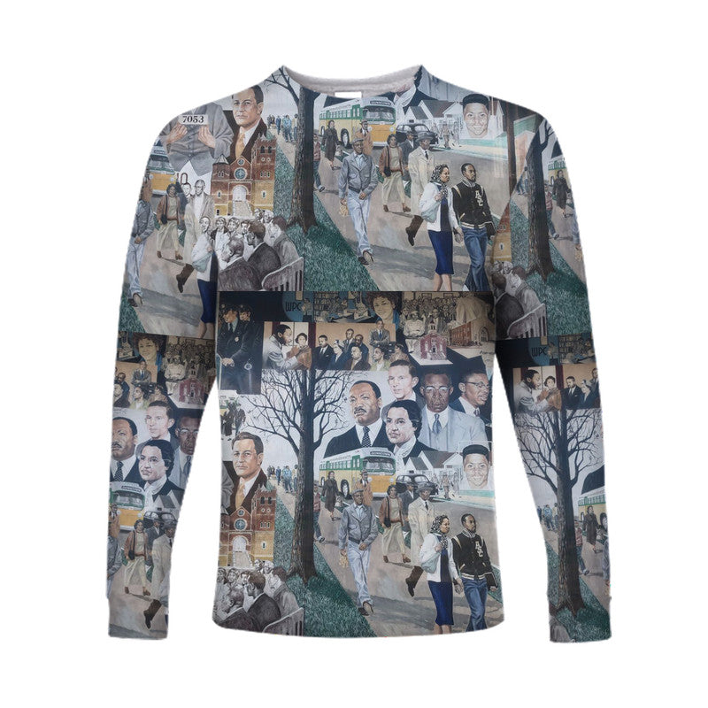 Civil Rights Leaders Long Sleeve Shirt Color Painting Style NO.1 LT8 - Wonder Print Shop