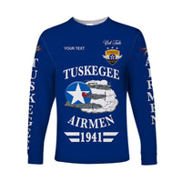 (Custom Personalised) Tuskegee Airmen Long Sleeve Shirt The Blue Tails Original Style - Blue LT8 - Wonder Print Shop