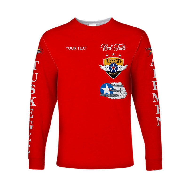 (Custom Personalised) Tuskegee Airmen Long Sleeve Shirt The Red Tails Simplified Vibes - Red LT8 - Wonder Print Shop