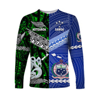 Samoa and New Zealand Long Sleeve Shirt Together Green LT8 - Wonder Print Shop