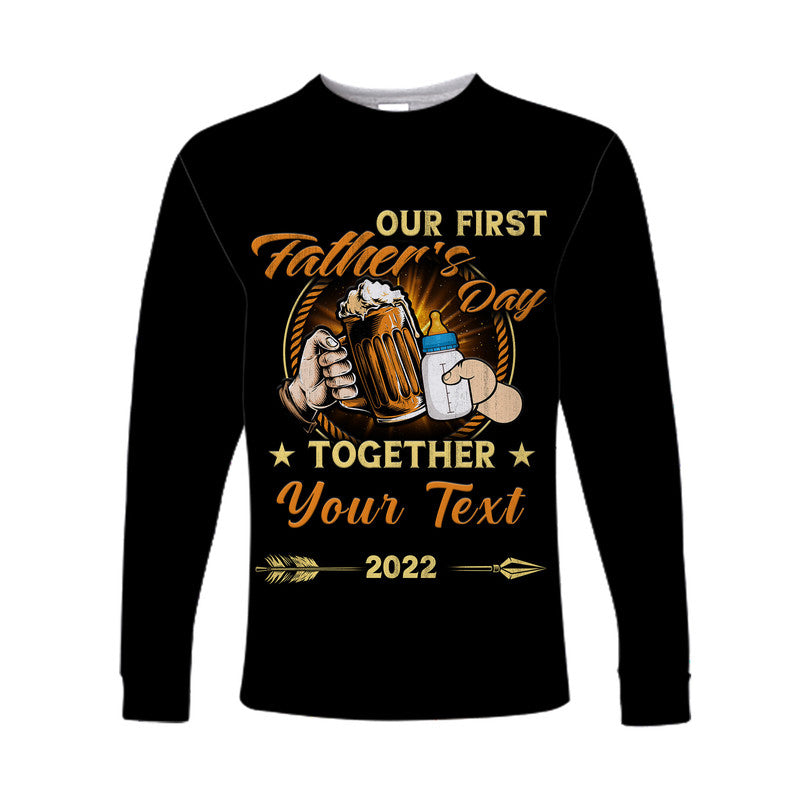 (Custom) Father Day Long Sleeve Shirt Our First Father Day Simple Style - Black LT8 - Wonder Print Shop