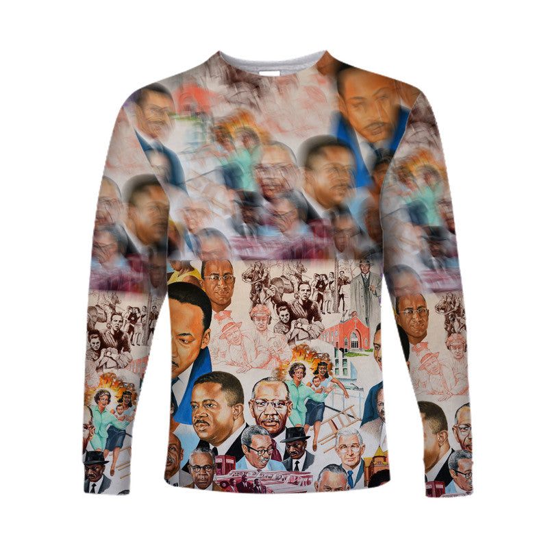 Civil Rights Leaders Long Sleeve Shirt Color Painting Style LT8 - Wonder Print Shop