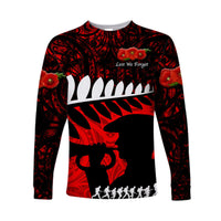 New Zealand Maori ANZAC Long Sleeve Shirt Remembrance Soldier Red LT8 - Wonder Print Shop
