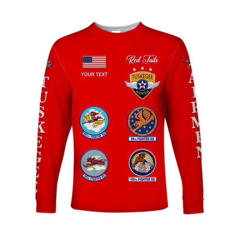 (Custom Personalised) Tuskegee Airmen Long Sleeve Shirt The Red Tails Simple Style - Red LT8 - Wonder Print Shop