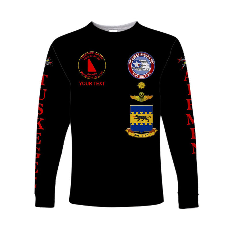 (Custom Personalised) Tuskegee Airmen Motorcycle Club Long Sleeve Shirt TAMC Spit Fire Unique Style - Black LT8 - Wonder Print Shop