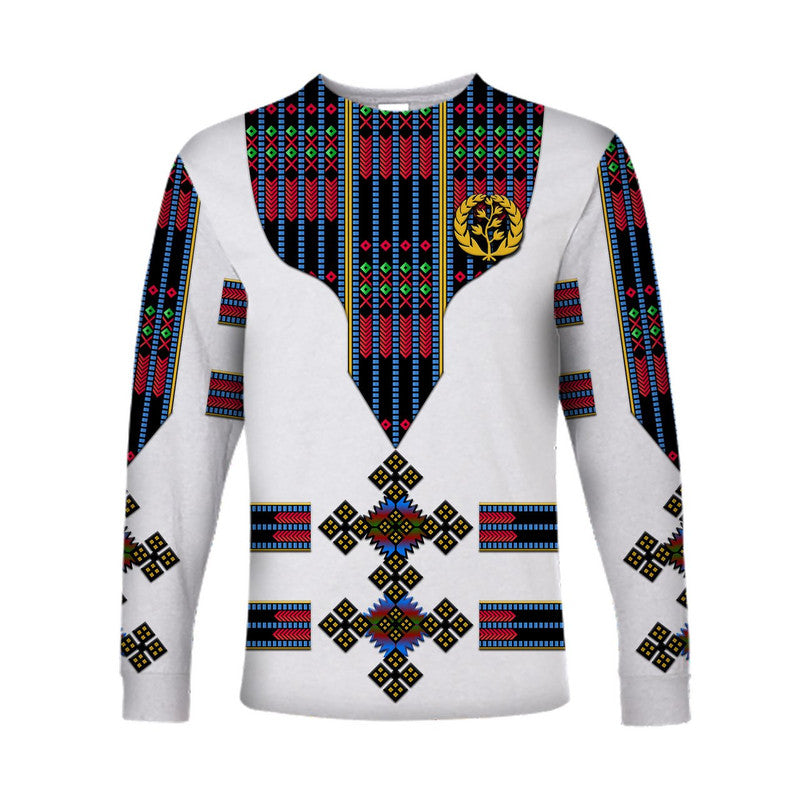 (Custom Personalised) Eritrea Long Sleeve Shirt Fancy Tibeb Vibes - Flag Style LT8 - Wonder Print Shop