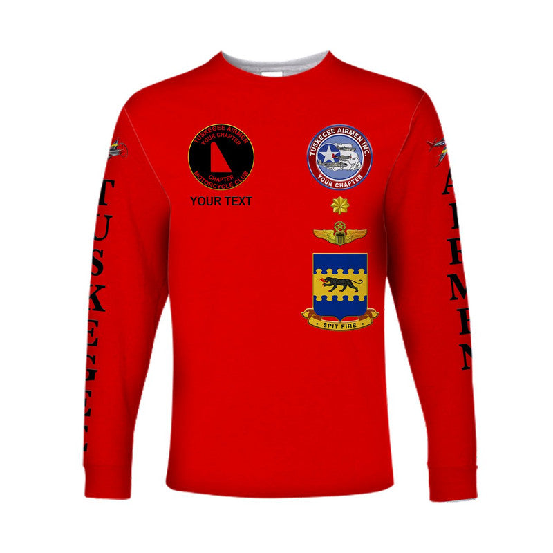 (Custom Personalised) Tuskegee Airmen Motorcycle Club Long Sleeve Shirt TAMC Spit Fire Unique Style - Red LT8 - Wonder Print Shop