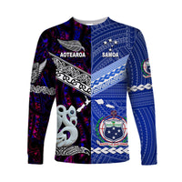 Samoa and New Zealand Long Sleeve Shirt Together Purple LT8 - Wonder Print Shop