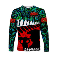 New Zealand Maori ANZAC Long Sleeve Shirt Remembrance Soldier Turquoise LT8 - Wonder Print Shop