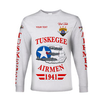 (Custom Personalised) Tuskegee Airmen Long Sleeve Shirt The White Tails Original Style - White LT8 - Wonder Print Shop