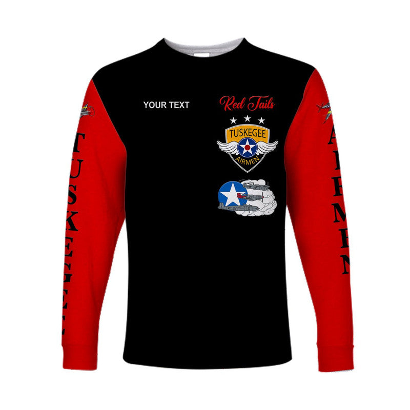 (Custom Personalised) Tuskegee Airmen Long Sleeve Shirt The Red Tails Simplified Vibes - Black Red LT8 - Wonder Print Shop