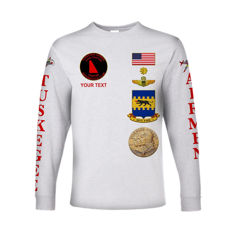 (Custom Personalised) Tuskegee Airmen Motorcycle Club Long Sleeve Shirt The White Tails Simple Style - White LT8 - Wonder Print Shop
