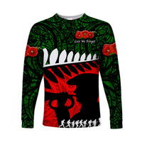 New Zealand Maori ANZAC Long Sleeve Shirt Remembrance Soldier Green LT8 - Wonder Print Shop