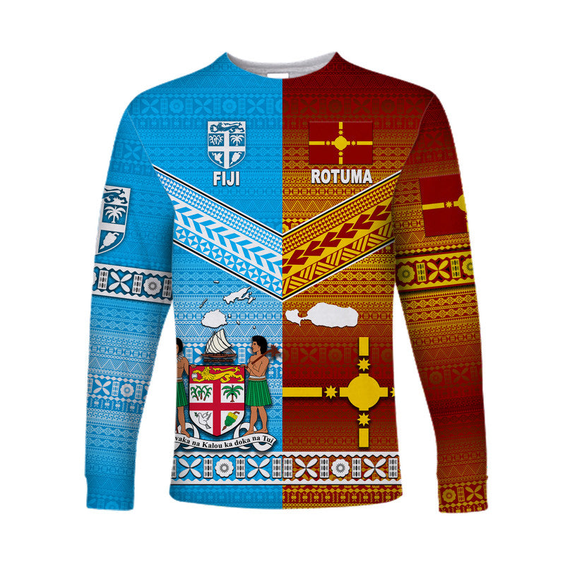 Fiji And Rotuma Tapa Pattern Long Sleeve Shirt Together LT8 - Wonder Print Shop