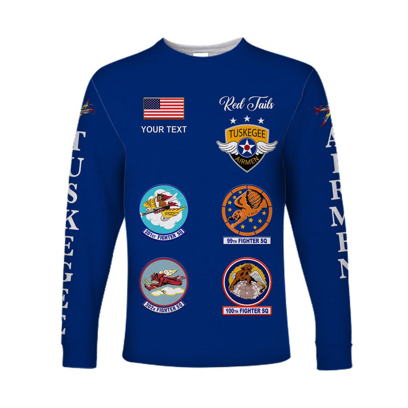 (Custom Personalised) Tuskegee Airmen Long Sleeve Shirt The Blue Tails Simple Style - Blue LT8 - Wonder Print Shop