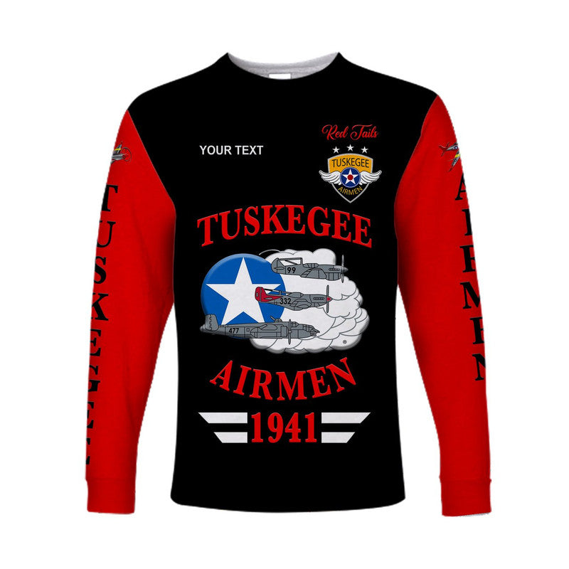 (Custom Personalised) Tuskegee Airmen Long Sleeve Shirt The Red Tails Original Style - Black Red LT8 - Wonder Print Shop