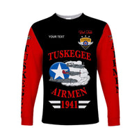 (Custom Personalised) Tuskegee Airmen Long Sleeve Shirt The Red Tails Original Style - Black Red LT8 - Wonder Print Shop