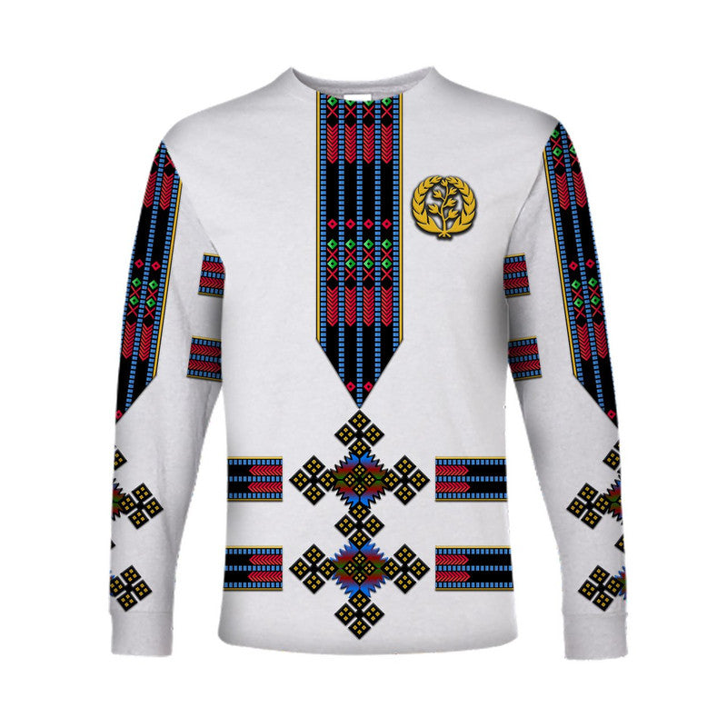(Custom Personalised) Eritrea Long Sleeve Shirt Fancy Tibeb Vibes NO.1 Ver - Flag Style LT8 - Wonder Print Shop
