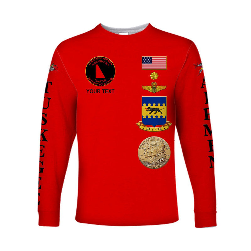 (Custom Personalised) Tuskegee Airmen Motorcycle Club Long Sleeve Shirt TAMC Spit Fire Simple Style - Red LT8 - Wonder Print Shop