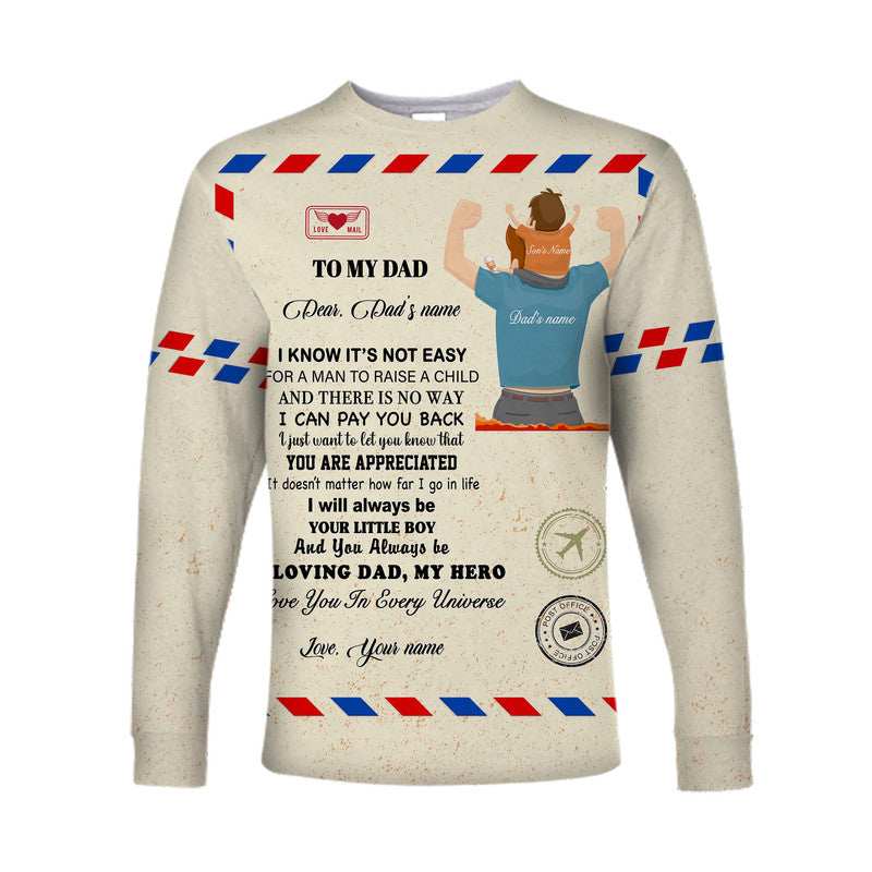 (Custom) Father Day Long Sleeve Shirt Letter From Son Simple Style LT8 - Wonder Print Shop