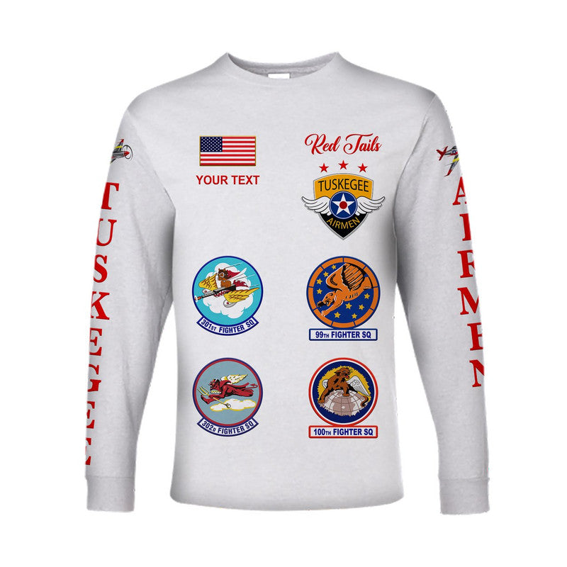 (Custom Personalised) Tuskegee Airmen Long Sleeve Shirt The White Tails Simple Style - White LT8 - Wonder Print Shop