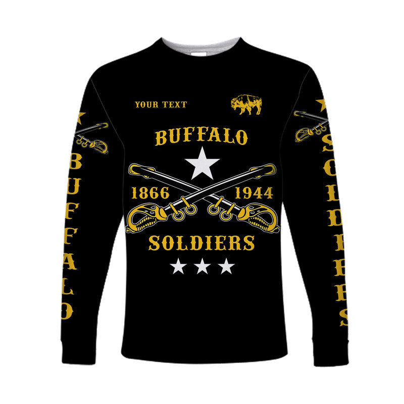 (Custom Personalised) Buffalo Soldiers Long Sleeve Shirt African American Military Simple Style - Black LT8 - Wonder Print Shop