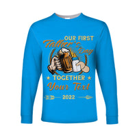 (Custom) Father Day Long Sleeve Shirt Our First Father Day Simple Style - Blue LT8 - Wonder Print Shop