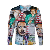 Civil Rights Leaders Long Sleeve Shirt Newspaper Art Version LT8 - Wonder Print Shop