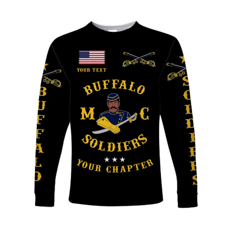 (Custom Personalised) Buffalo Soldiers Motorcycle Club BSMC Long Sleeve Shirt Simple Style - Black LT8 - Wonder Print Shop