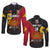 (Custom Text and Number) The Kumuls PNG Long Sleeve Button Shirt Papua New Guinea Polynesian Dynamic Style Black - Wonder Print Shop