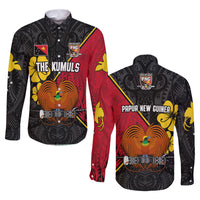 The Kumuls PNG Long Sleeve Button Shirt Papua New Guinea Polynesian Dynamic Style Black - Wonder Print Shop