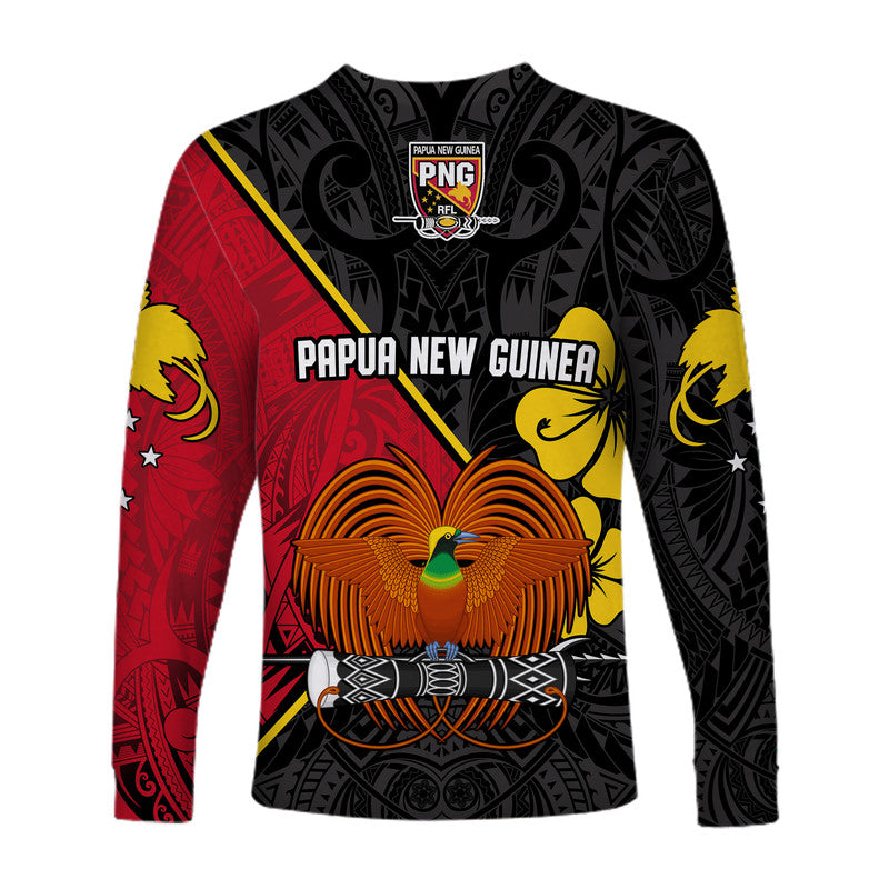 The Kumuls PNG Long Sleeve Shirt Papua New Guinea Polynesian Dynamic Style Black - Wonder Print Shop