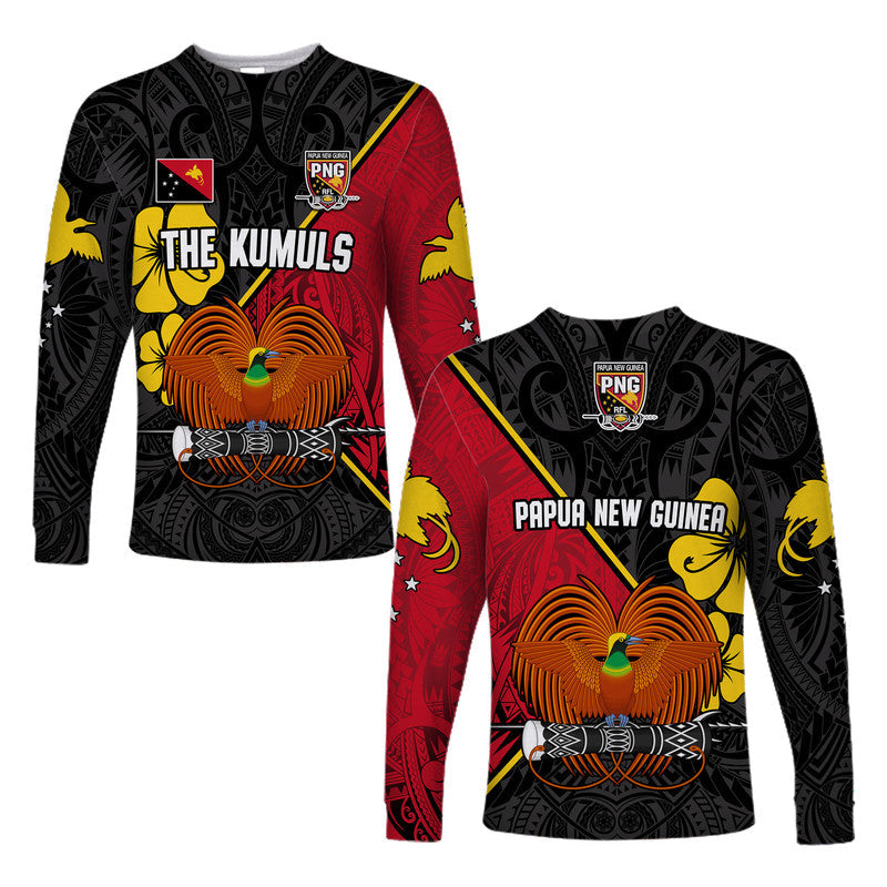 The Kumuls PNG Long Sleeve Shirt Papua New Guinea Polynesian Dynamic Style Black - Wonder Print Shop
