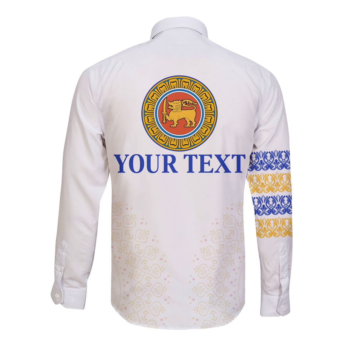 (Custom Personalised) Sri Lanka Hawaii Long Sleeve Button Shirt Traditional Pattern and Elephants LT13 - Wonder Print Shop