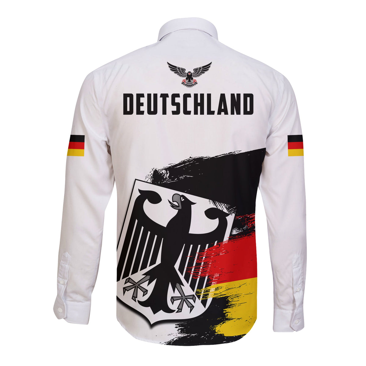 Germany Long Sleeve Button Shirt Grunge Deutschland Flag and Eagle LT13 - Wonder Print Shop