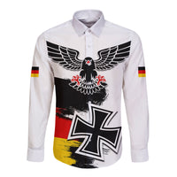 Germany Long Sleeve Button Shirt Grunge Deutschland Flag and Eagle LT13 - Wonder Print Shop