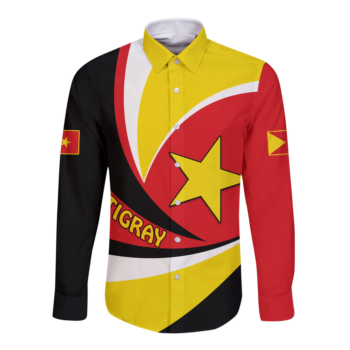 Tigray Long Sleeves Button Shirt Style Color Flag LT13 - Wonder Print Shop