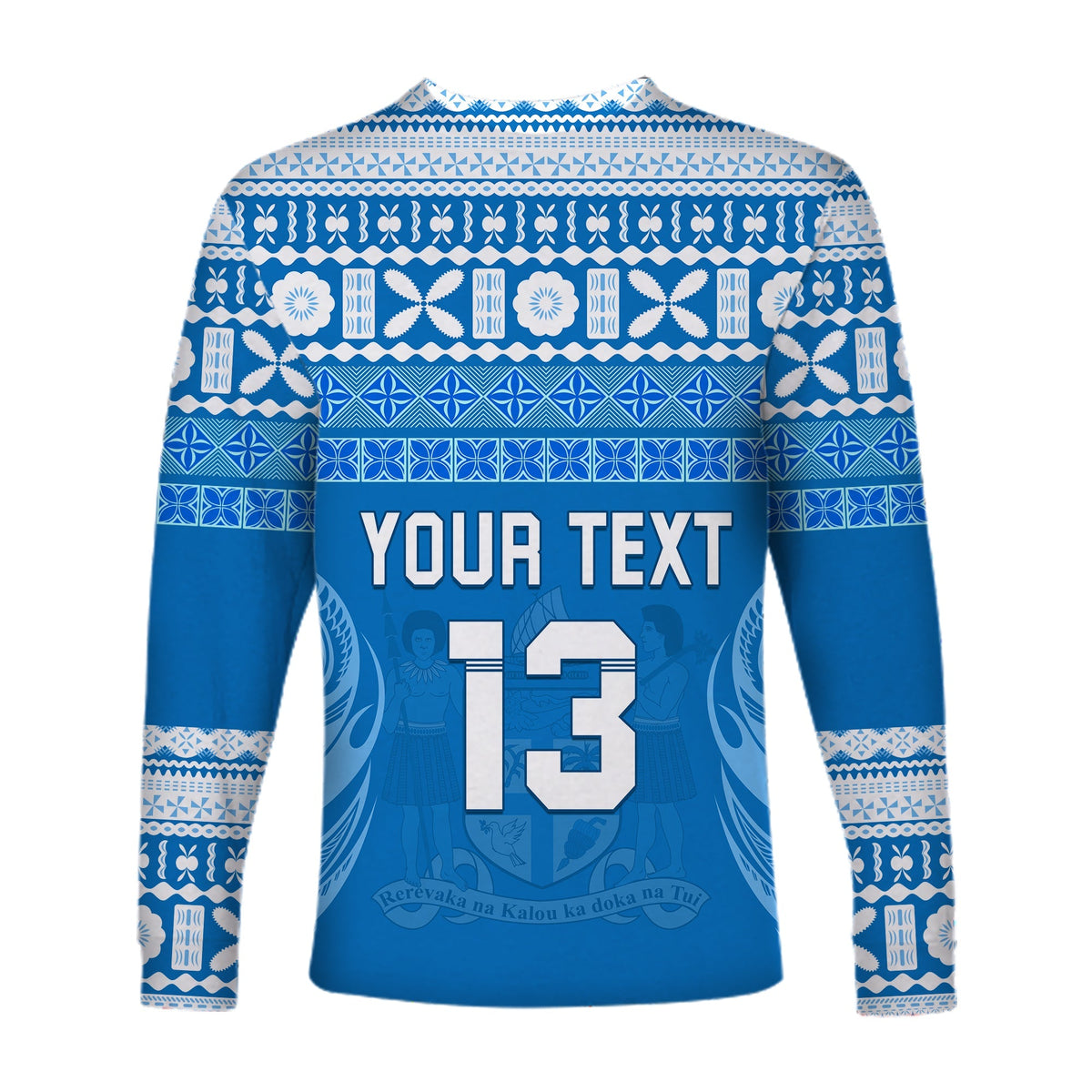 (Custom Text and Number) Bula Fiji Long Sleeve Shirt Tapa Pattern LT13 - Wonder Print Shop